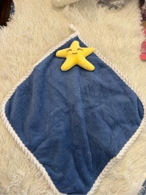 Plush Navy Blue Star hand towel super soft